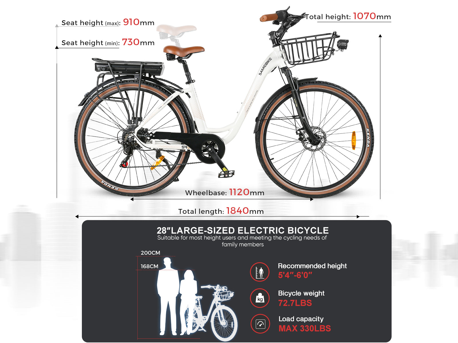 RS-A07 Vélo électrique de loisirs urbain puissant