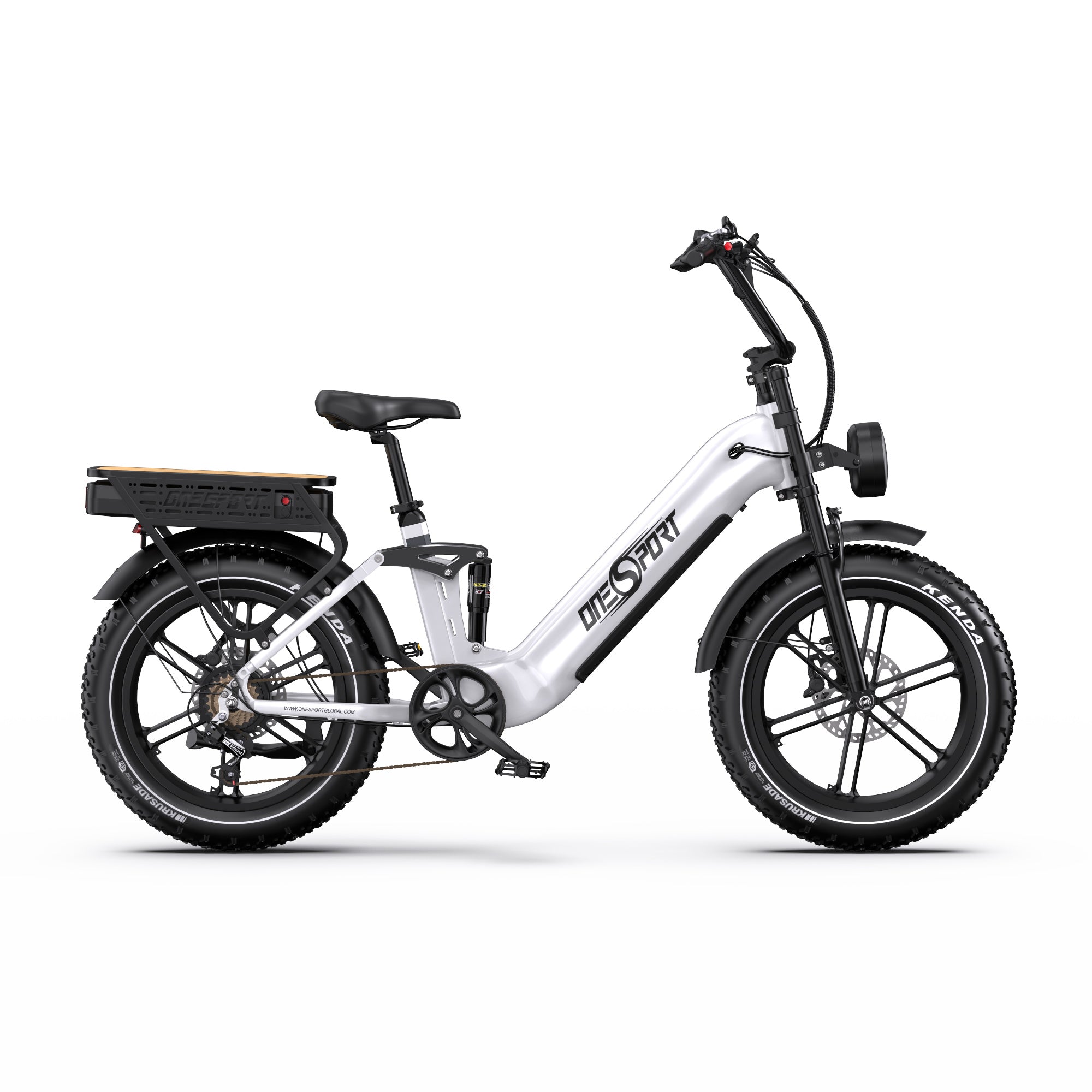 ONESPORT OT08PRO 20" Full Suspension Fat Tire Electric Bike 500W Motor 48V 18Ah*2 Dual Battery