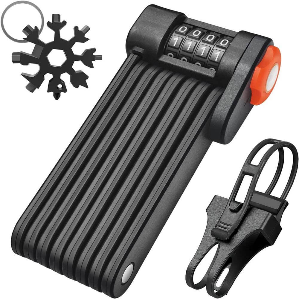 Hopfällbart cykellås med ställ för elcykel