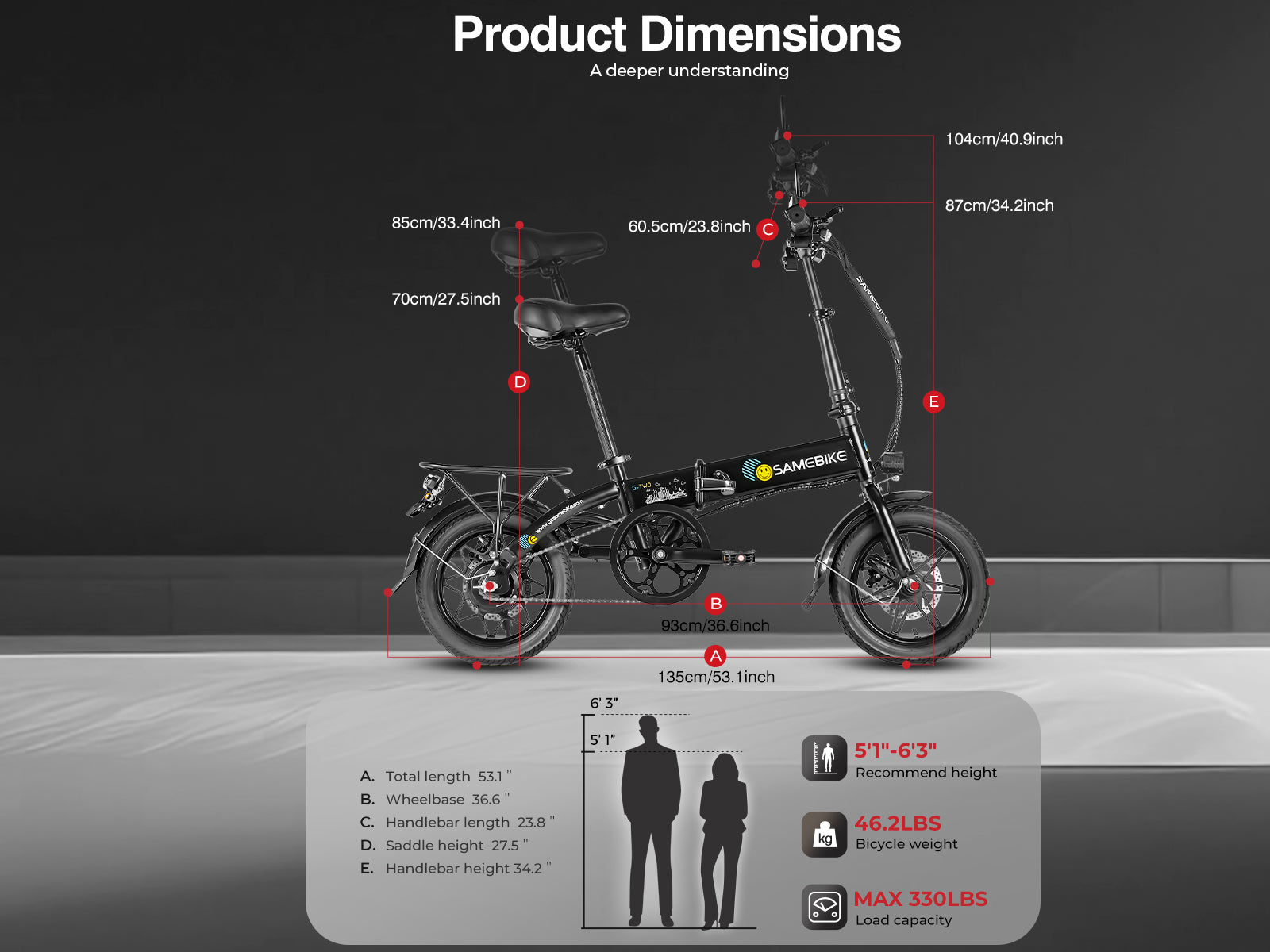 YINYU14 Vélo électrique portable pour les déplacements quotidiens