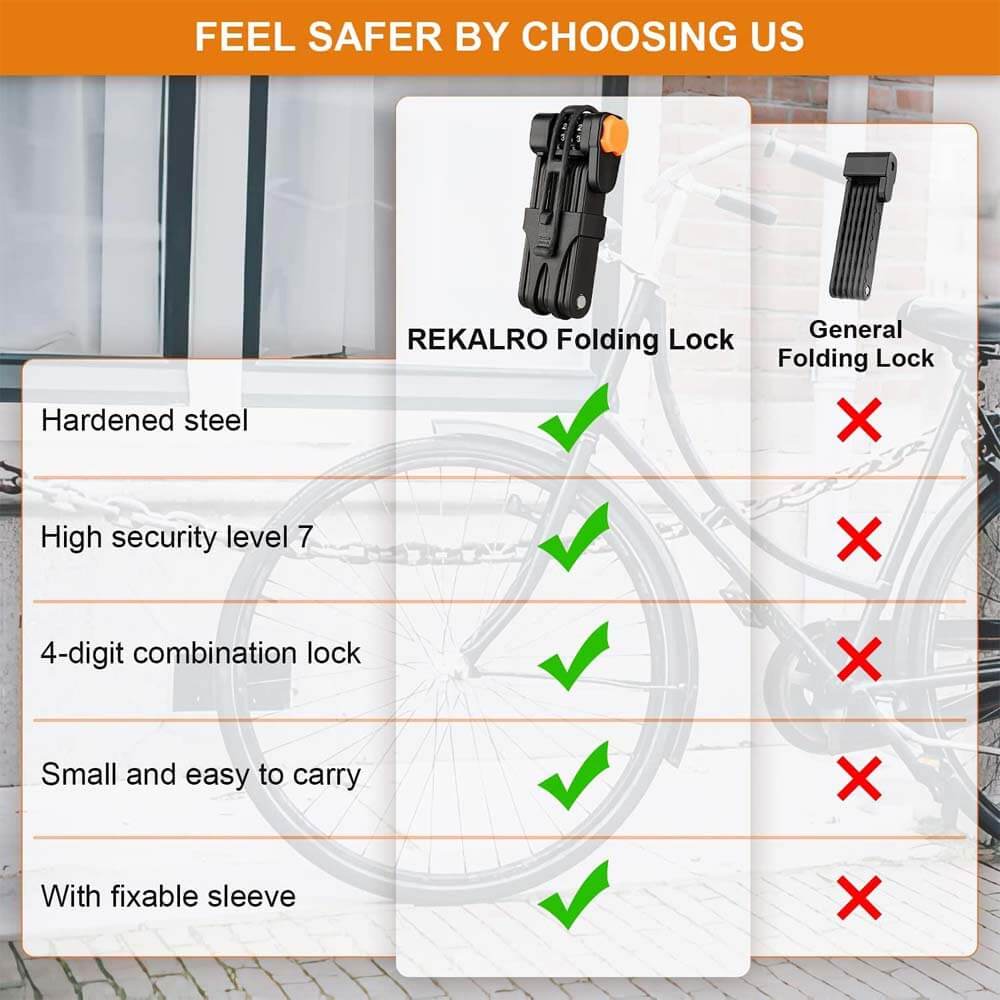 Hopfällbart cykellås med ställ för elcykel